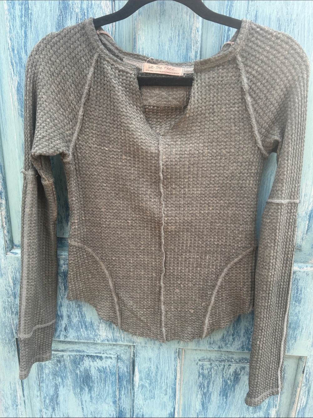 Free people split neck we the free waffle thermal